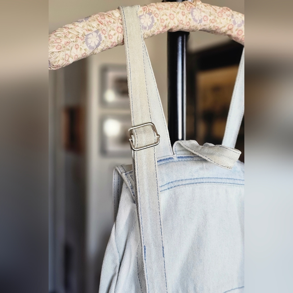 BAGGU Washed Denim Drawstring Backpack RARE - Picture 7 of 11